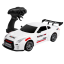Auto da drift RC 1:24 20 km/h 4WD metallo plastica telecomando 3,7 V 20 minuti di guida luci LED batteria coni caricatore colore bianco 5