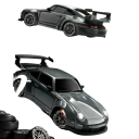 Auto da drift RC 1:24 nero 20 km/h 4WD metallo plastica telecomando batteria al litio 3,7 V 20 minuti di guida 4 canali coni caricabatterie 7