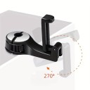 Auto Kopfstützenhalter mit drehbarem Haken und Halterung für das Telefon, universell, ABS Kunststoff, schwarz mit farbigem Rad, praktischer 1