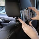Auto Kopfstützenhalter mit drehbarem Haken und Halterung für das Telefon, universell, ABS Kunststoff, schwarz mit farbigem Rad, praktischer 7