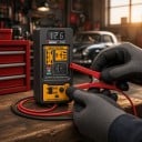 Auto relais tester 13,9 x 6,3 x 2,7 cm RT01 voor 4-pins en 5-pins relais met spanningsdisplay van autobatterij 11 tot 25 V zwart-geel 6