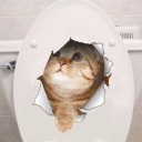 Autocolant 3D rezistent la apă pentru capacul toaletei și perete cu un animal care răsare dintr-un perete rupt Decorare veselă pentru baie 2