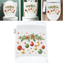 Autocolant de Crăciun pentru toaletă 23 x 29 cm Decor cu motiv de ramuri de conifere și ornamente Autocolant stilat pentru decorarea festivă a băii 2