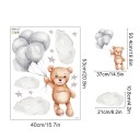 Autocolant de perete 53 x 40 cm Ursuleț cu baloane gri Vinil mat transparent Decor delicat pentru camera copiilor Ornament de perete adorabil 2