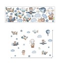 Autocolant pentru perete 112 x 74 cm Animale cu avioane și balon Vinil mat transparent Decorațiune pentru camera copiilor Ornament de perete jucăuș 1