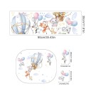 Autocolant pentru perete 90 x 30 cm Animale cu balon și cu baloane Vinil mat transparent Decorare drăguță pentru camera copiilor Aplicare ușoară 2