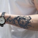 Autocolant temporar decorativ pentru corp cu motiv de busolă și ancora Model negru expresiv pentru braț, picior sau trunchi 4