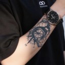 Autocolant temporar decorativ pentru corp cu motiv de busolă și ancora Model negru expresiv pentru braț, picior sau trunchi 5