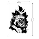 Autocolant temporar decorativ pentru corp cu motiv de trandafir 17 x 12 cm Motiv floral realist negru pentru mână, palmă sau corp 2
