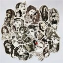 Autocolante alb-negru din PVC 68 buc Ilustrații de femei cu tatuaje și flori Dimensiune cca 5 cm Pentru decorarea și personalizarea obiectelor 1