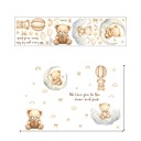Autocolante de parede 135 x 110 cm Urso nas nuvens com a lua Vinil mate translúcido Decoração suave para o quarto de criança Aplicação fácil 1
