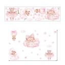Autocolante de parede 150 x 120 cm Urso na nuvem rosa e balão Vinil mate translúcido Decoração para quarto de criança Grande ornamento de parede 1