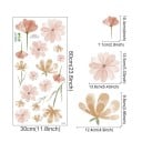 Autocolante pentru perete flori 60 x 30 cm Vinil mat transparent Decorațiune florală delicată pentru interior Aplicare ușoară Ornament pentru pereți 2