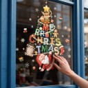 Autocolantes de Natal para Janela Reutilizáveis Inscrição Merry Christmas em Forma de Árvore de Natal com Pai Natal, Raposa e Ouriço Decoração 1