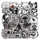 Autocolantes preto e branco com motivos musicais 50 pcs Conjunto de autocolantes em PVC para amantes da música Tamanho de 3 a 8 cm Recortados 1