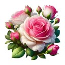 Autocollant floral avec motif de roses pour salle de bain 30 cm décoration en PVC étanche pour murs, WC et miroirs avec de délicates fleurs roses 1