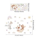 Autocollant mural 81 x 55,3 cm Ourson avec un chien sous un parapluie et un petit lapin Décoration murale enfantine translucide en vinyle mat Décoration mignonne de chambre 2