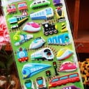 Autocollants 3D pour enfants avec des moyens de transport Motifs en relief brillants de voitures et de trains en PVC Taille des autocollants de 1 à 4 4