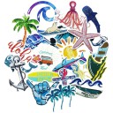 Autocollants de mer 50 pièces 4