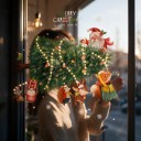 Autocollants de Noël pour fenêtre Réutilisables Animaux portant un sapin de Noël Santa avec un renard et un renne Décoration de vitrine 4