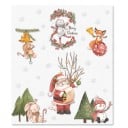 Autocollants de Noël pour fenêtres Réutilisables Santa avec des animaux et un bonhomme de neige Lapins renard et souris Flocons de neige blancs 5
