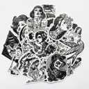Autocollants en noir et blanc femmes 68 pcs 1