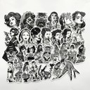 Autocollants en noir et blanc femmes 68 pcs 4
