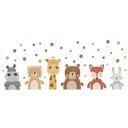 Autocollants muraux 132 x 53 cm PVC Animaux Boho et points Décoration murale grand format pour chambre d'enfant 1