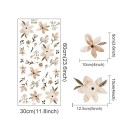 Autocollants muraux fleurs 60 x 30 cm Vinyle mat transparent Décoration florale délicate pour l'intérieur Application facile Ensemble de décorations murales 2