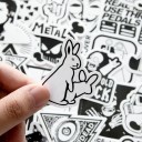 Autocollants noir et blanc 50 pcs 3