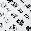 Autocollants noir et blanc 50 pcs 4