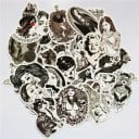 Autocollants noir et blanc en PVC 68 pcs Illustrations de femmes avec des tatouages et des fleurs Taille environ 5 cm Pour décorer et personnaliser 3