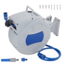 Automatický zatahovací naviják na zahradní hadici 20 m samonavíjecí otočný kovový držák 180° třívrstvá PVC hadice šedý na zahradu 2