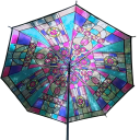 Automatischer Regenschirm 106 x 96 x 56 cm Buntglasdesign Lange Griffe Transparenter eleganter Regenschirm gegen Regen Stilvolles Accessoire 2