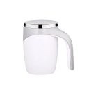 Automatisk blandande mugg med lock 400 ml uppladdningsbar rostfritt stål vit elektrisk mugg för kaffe kakao proteinshakes 6