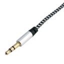 AUX-kaapeli 3,5 mm jack uros - uros Puhelimen tai soittimen yhdistämiseen kaiuttimeen Taipuisa nailonpunos Pituus 1 m 6