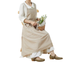 Avental de linho e algodão vintage 98 x 88 cm Avental de jardinagem sem mangas com bolsos Avental de cozinha com estilo retro 6