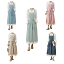 Avental de linho e algodão vintage 98 x 88 cm Avental de jardinagem sem mangas com bolsos Avental de cozinha com estilo retro 8