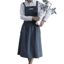 Avental de linho e algodão vintage sem mangas com bolsos 98x88 cm Avental de jardinagem Avental de cozinha em linho com bolsos 5