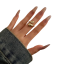 Awangardowy zestaw biżuterii Bransoletka 6 cm Naszyjnik 14 cm Regulowany pierścionek Stal Trendy Ślubny Imprezowy Zestaw Damski 4