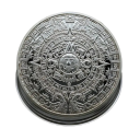 Azteker-forgyldt mønt Samlermønt med forgyldt mayakalendermotiv Mexicansk erindringsmønt med pyramide 4 cm 4
