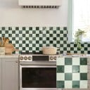 Azulejos autocolantes para parede 10 pcs com dimensões de 26,7 x 26,7 cm com padrão de xadrez para cozinha e casa de banho com superfície 2