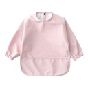 Babete impermeável para crianças com mangas longas e bolso para bebés com botão no pescoço para meninas e meninos 1