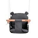 Baby Hanging Swing with Fabric Seat and Wooden Frame Grey Hanging System for Indoor and Outdoor Use 5