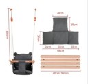 Baby Hanging Swing with Fabric Seat and Wooden Frame Grey Hanging System for Indoor and Outdoor Use 6
