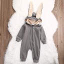 Baby heldragt med kaninører - Grå 4