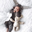 Baby jumpsuit med kaninöron - Grå 3