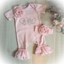 Baby pige heldragt med pandebånd - pink T2606 3