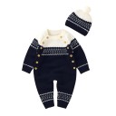 Baby strikket heldragt med hue T2709 1