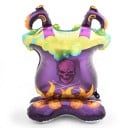 Bacalhau de bruxa insuflável com pernas de bruxa Balão em pé Decoração de Halloween Roxo com caveira Decoração de festa para Halloween 1